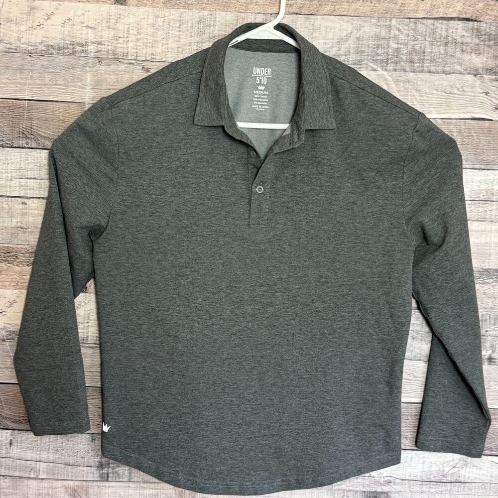 Under 510 Polo Shirt Mens Medium Gray Long Sleeve Stretch Casual Golf Business